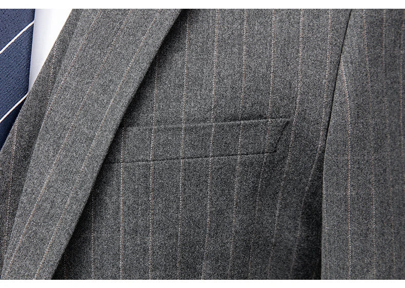 Hochwertiger Herren Anzug 3-teilig: Kariert, Grau, Slim Fit, Business & Hochzeit.