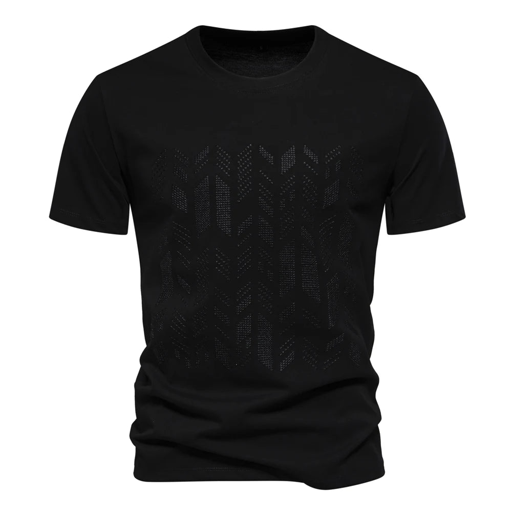Herren T-Shirt aus Baumwollmischung mit hochwertiger Stickerei und Kurzarm