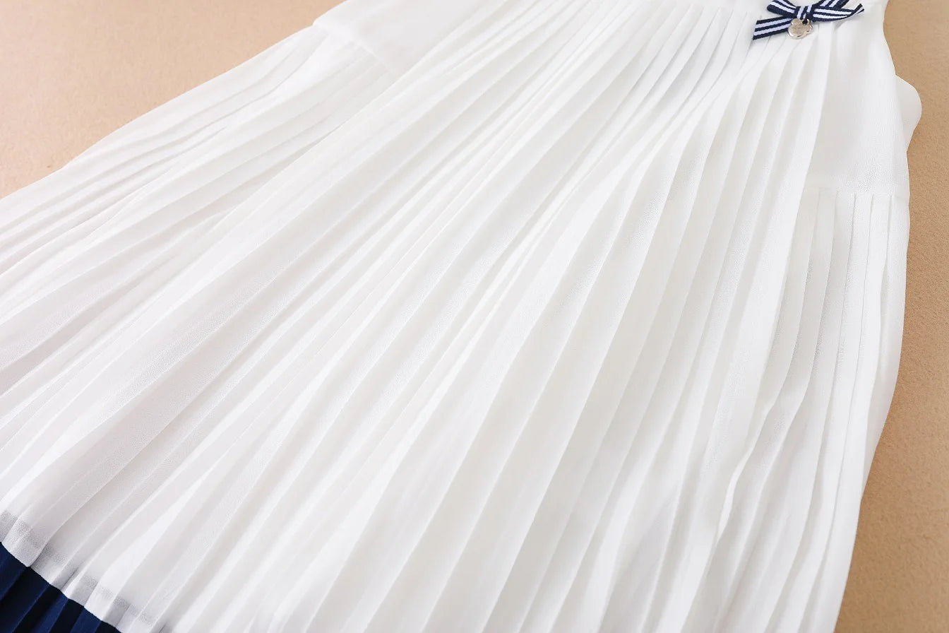 Mädchen Kleider Ärmellose Sommer Chiffon Plissee Kleidung Kinder Kleider Baby Mädchen Einteiliges Kleid