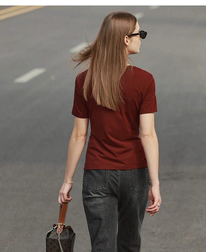 Damen T-Shirt mit asymmetrischem Design und kurzen Ärmeln für den Sommer