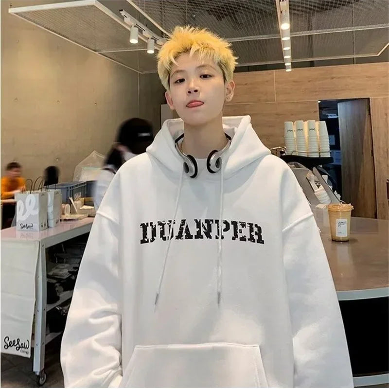 Autumn Goth Letter Printed Pullover Hoodies For Men New in Y2K Streetwear Fashion Sweatshirts Hip Hop Cotton Hoodie Tracksuit