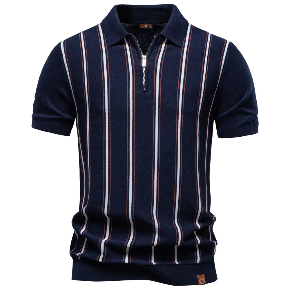 Herren Poloshirt Gestreift Old Money Elegant Atmungsaktiv