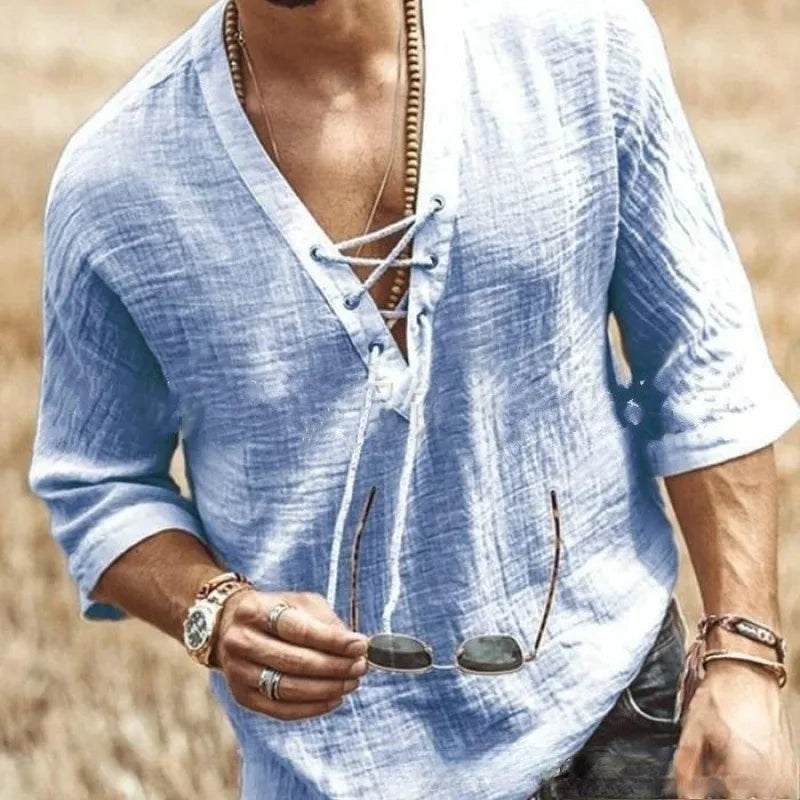 Leichte Herren-Jeans in Sommerfarben mit Ripped-Design – Stretch-Slim-Straight für lässigen Look im koreanischen Stil