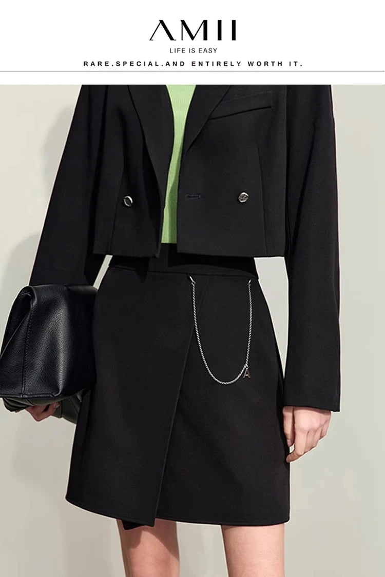 Damen Shorts-Röcke im minimalistischen Stil mit hoher Taille und geradem Schnitt