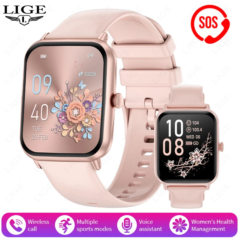 LIGE Bluetooth Anruf SOS Smart Uhr männer Sport Fitness Herz Rate Monitor IP68 Wasserdicht Neue Smartwatch Für Android IOS 2025