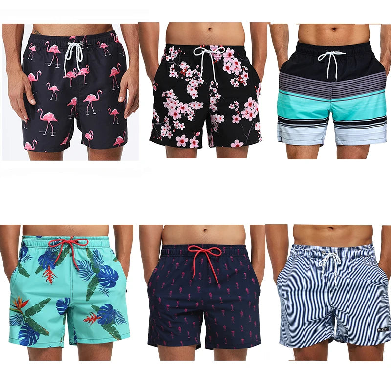 Herren-Badeshorts mit niedrigem Bund und sexy Print – ideal für Gym und Surfen, herausnehmbare Polster, mehrfarbig