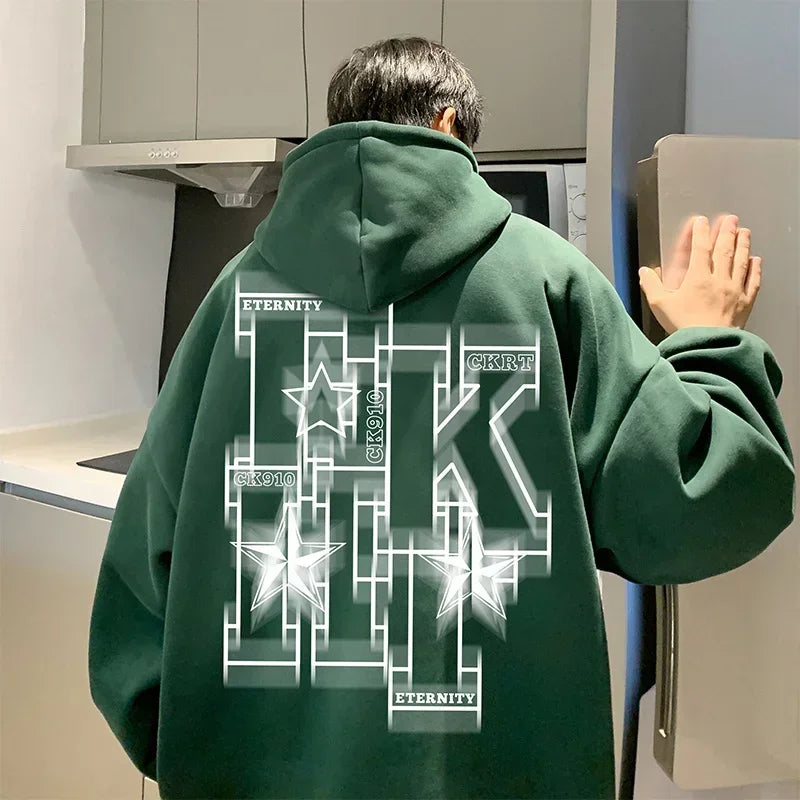 Herren Übergroße Hip Hop Hoodies mit Kapuze und Brief-Druck für Herbst