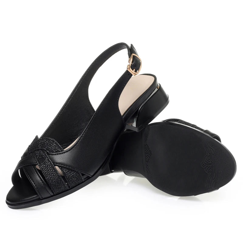 AIYUQI Sandalen Frauen Sommer 2024 Neue Echtes Leder frauen Sandalen Große Größe Fishmouth Mode Kleid Frauen Sandalen