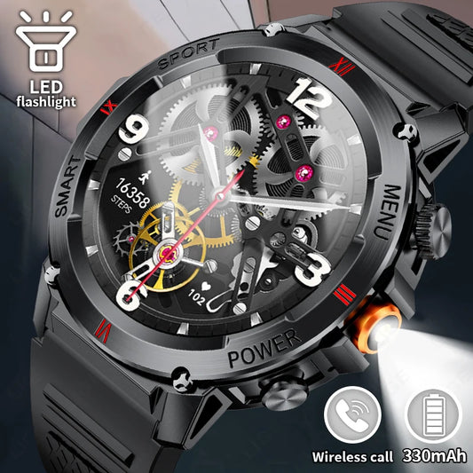 LIGE 2025 Neue Outdoor Smartwatch LED Taschenlampe Männer IP68 Wasserdichte Bluetooth Anruf Sport Fitness Track Smart Uhr Für Xiaomi