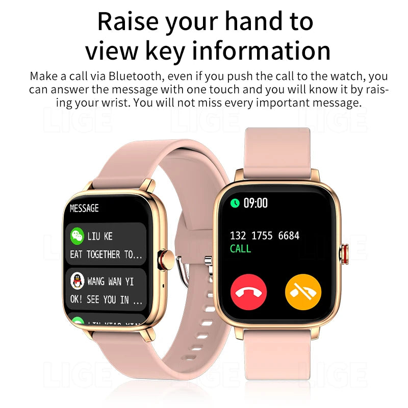 LIGE Anruf Smart Uhr Für Xiaomi DIY Uhr Gesicht 1,69 "Full Touch Screen Sport Fitness Armband Bluetooth Musik Smartwatch uhr