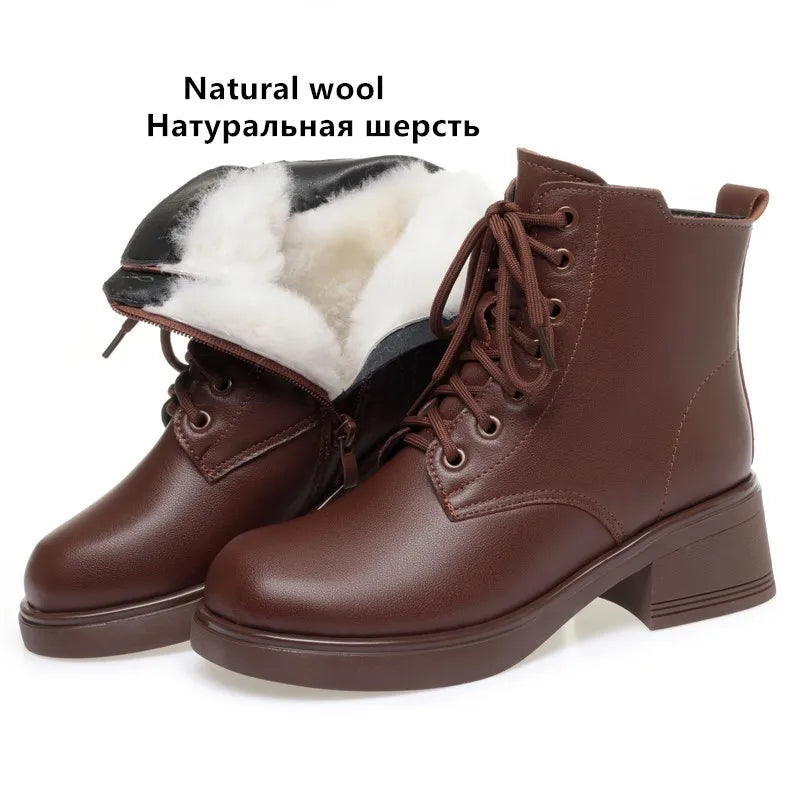 AIYUQI Women Marton Boots Winter 2025 New Genuine Leather Large Size Women Snow Boots Anti-Slip Women Motorcycle Boots