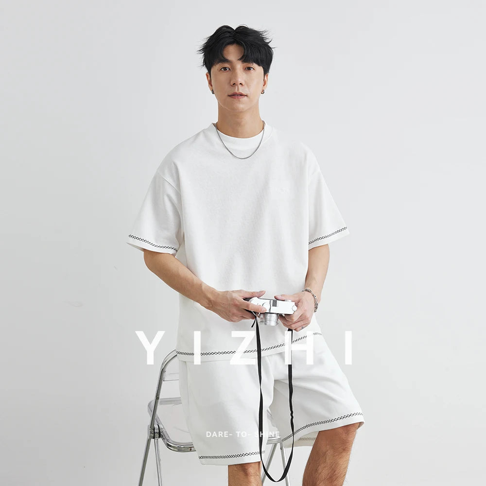 Herrenanzug für den Sommer 2025 mit lockeren atmungsaktiven T-Shirt-Shorts Sets