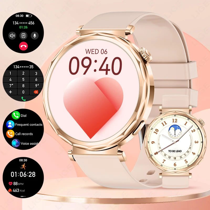 LIGE 2025, Smartwatch für Damen, voller Touchscreen, Sport-Fitness-Uhr, IP68, wasserdicht, Bluetooth, für Android iOS, Smartwatch für Damen