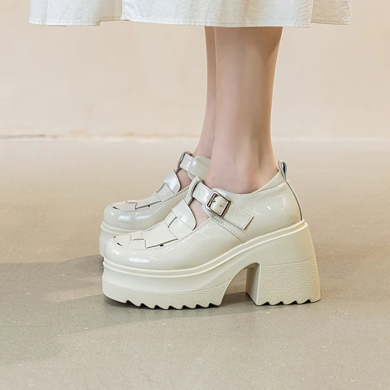 AIYUQI Echtes Leder Frauen Sandalen 2025, Neue Mode High-heel Sandalen Frauen Geschlossene Zehen Plattform Römischen Sandalen Frauen