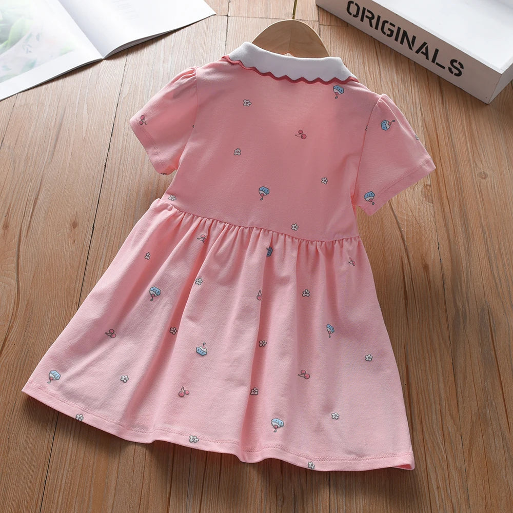 Baby Mädchen Kleid Sommer Kurzarm Baumwolle Kleidung für Kinder im Alter von 2-6 Jahren Süßes lässiges Outfit