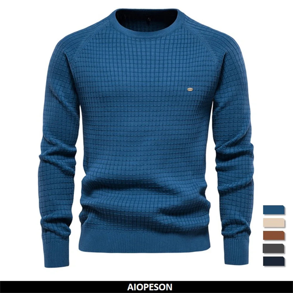 Männer Pullover aus 100 Prozent Baumwolle in solider Farbe für Herbst und Winter