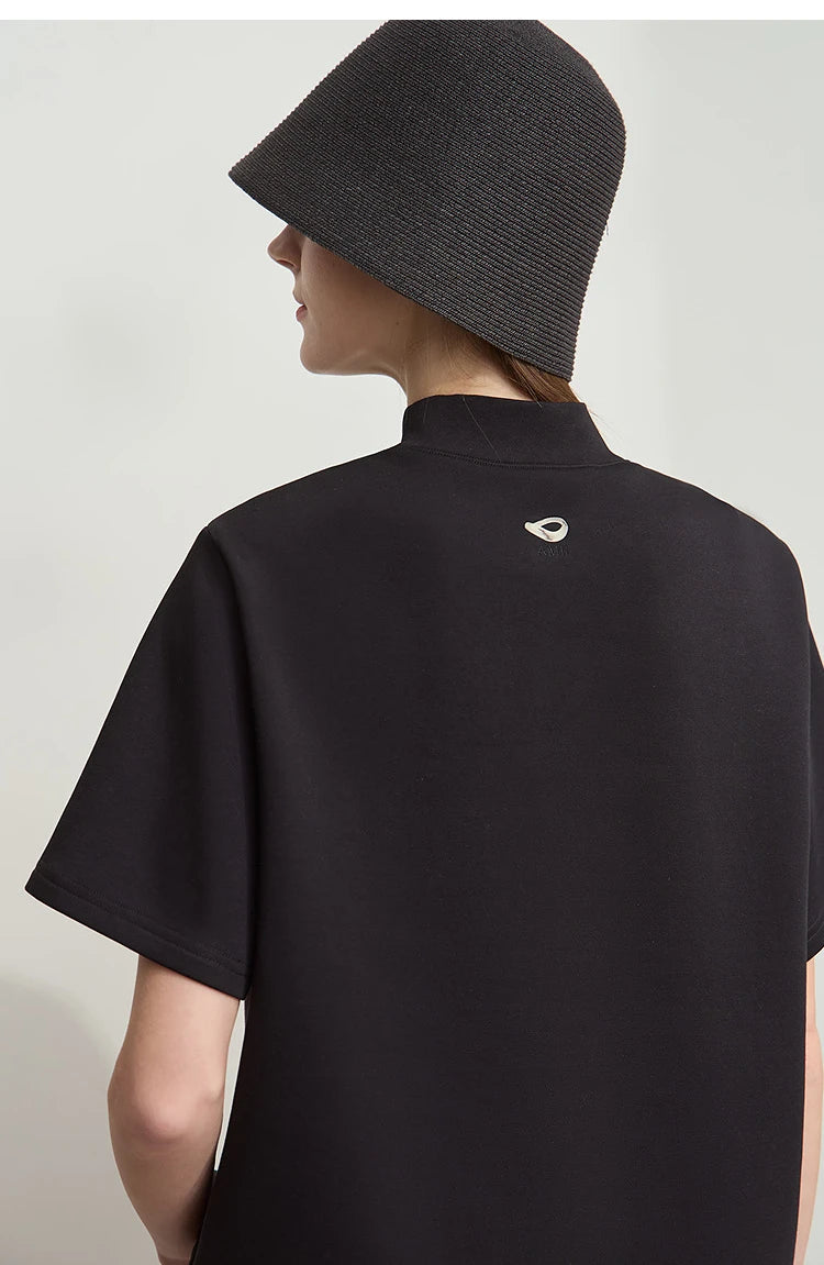 Damen Casual T-Shirt mit Gedrucktem Rollkragen und Kurzarm für den Sommer