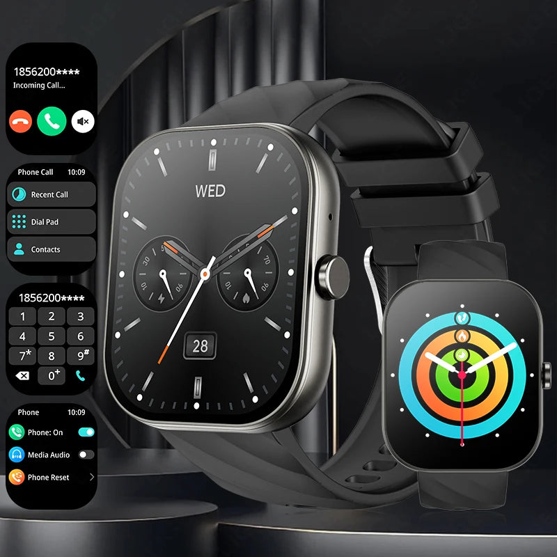 LIGE Neue Smartwatch mit Sprachanruf, ultragroßer 2,01'' HD-Bildschirm, 24-Stunden-Gesundheitsmonitor, Smartwatch, 100+ Sportmodi, modische Zifferblätter