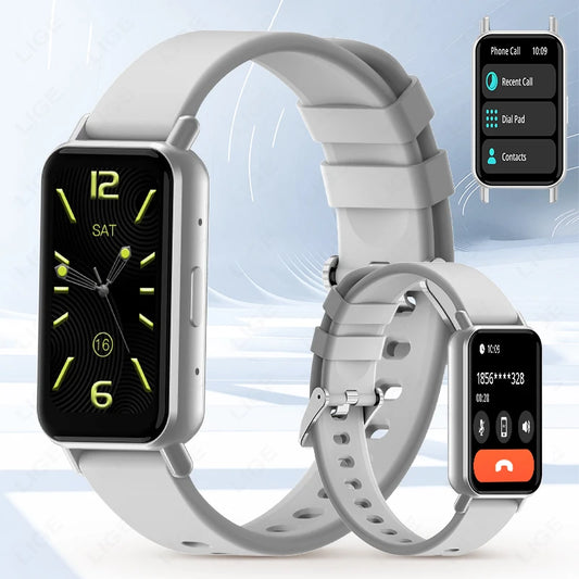 LIGE 1,45" wasserdichte Silikon-Smartwatch, kabelloser Anruf, Schlafügung, Sport-Smartband, Schrittzähler, Informationen, Erinnerungsarmband