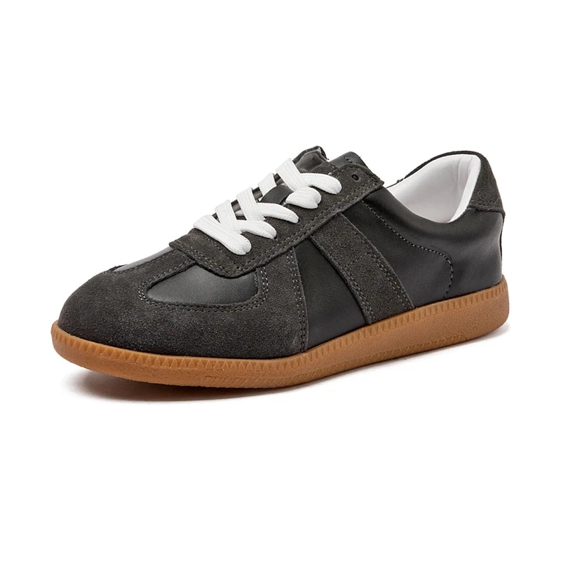 AIYUQI Damen Training Schuhe Leder Metal Toe Cap Flach