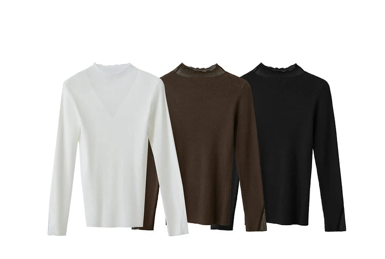 Damen Rollkragenpullover mit transparentem Panel aus der Winterkollektion 2024