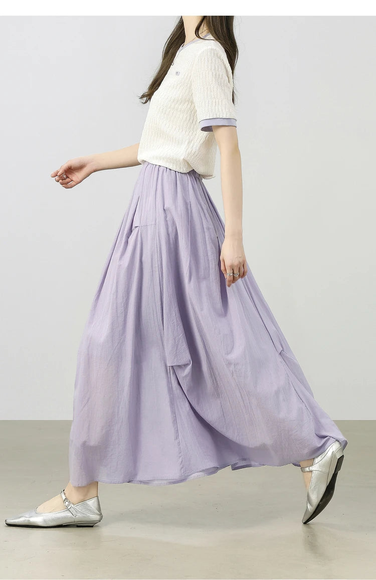 Damen Midirock aus 100 Prozent Baumwolle im eleganten A-Linien-Stil