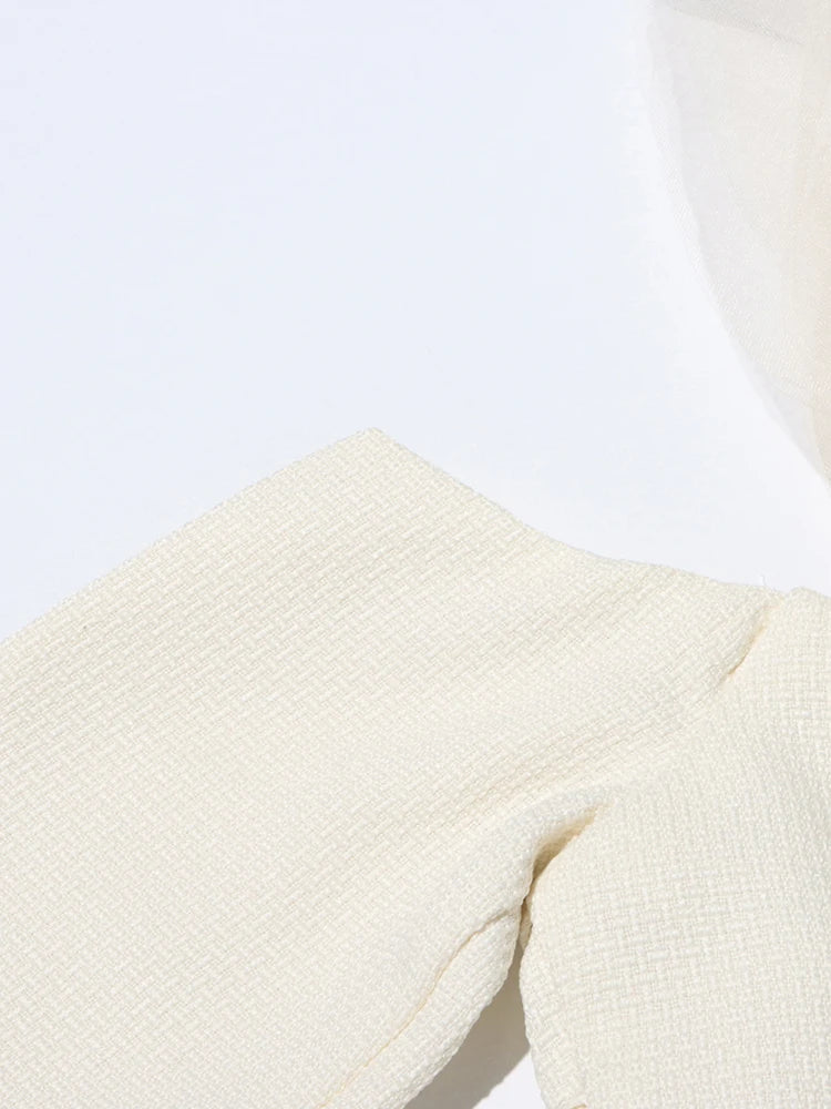 Eleganter Damen-Blazer mit Diamant-Patchwork, Notch-Kragen und langen Ärmeln – stilvoll und vielseitig.