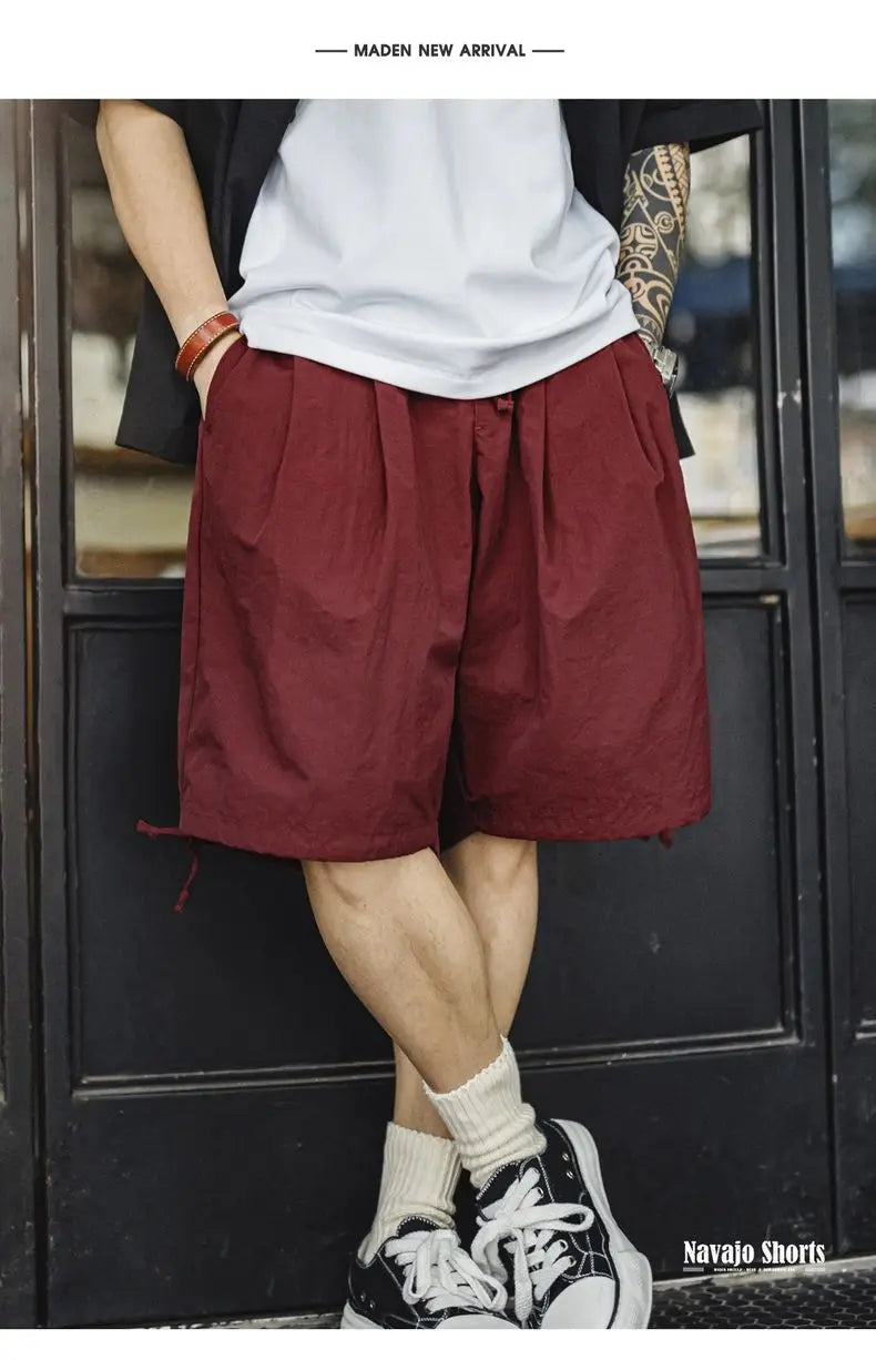 Herren Cargo-Shorts mit besticktem Navajo-Muster und elastischen Taillentaschen