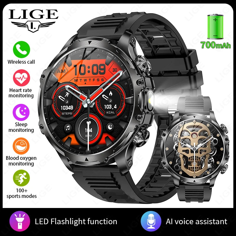 Männer Sport Smartwatch mit 1,9 Zoll Display und wasserdichter Bluetooth-Funktion