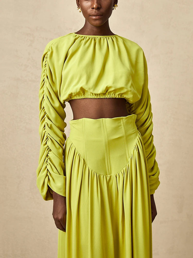 Eleganter Damen-A-Linien-Rock mit hohem Bund und Patchwork-Design im minimalistischen Stil