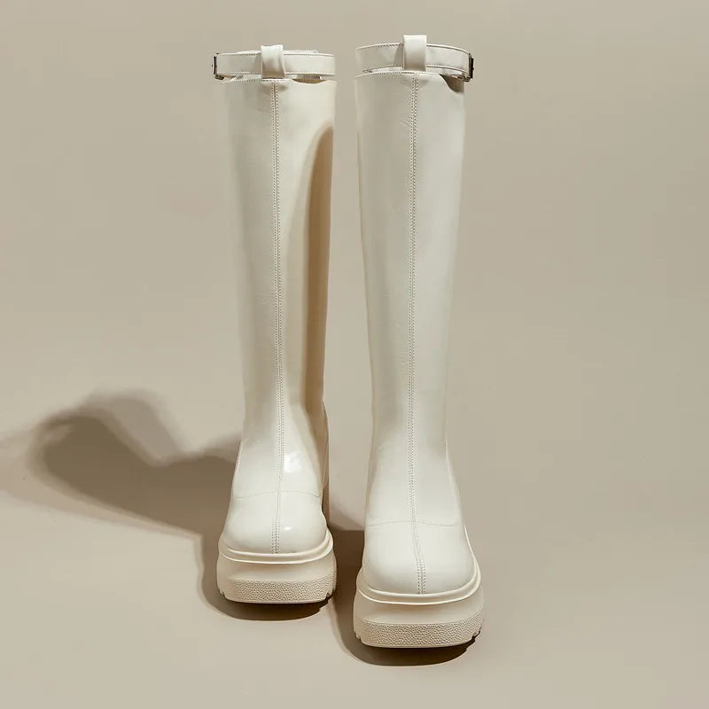 Damen Reiterstiefel im Römischen Stil mit 10 cm hoher Ferse