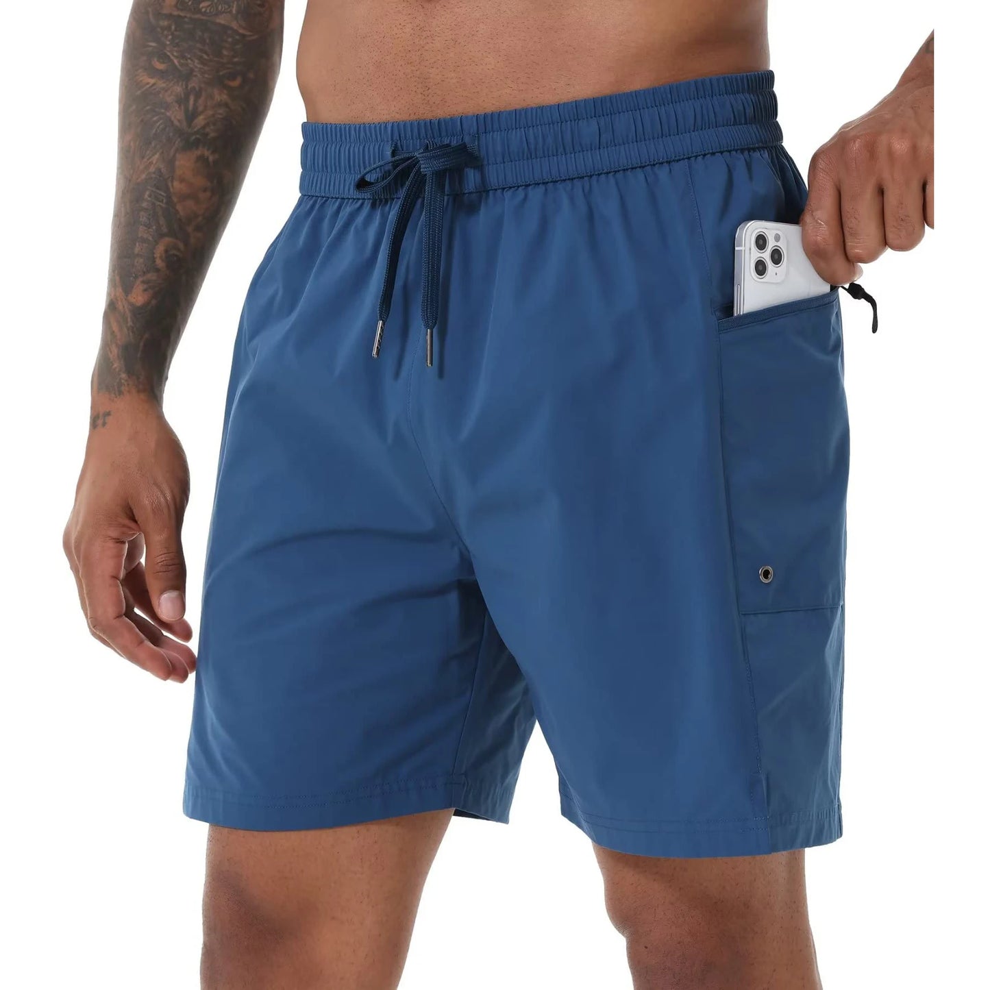 Herren-Badeshorts mit elastischem Bund, Reißverschlusstaschen und Mesh-Futter – schnelltrocknend für den Strand