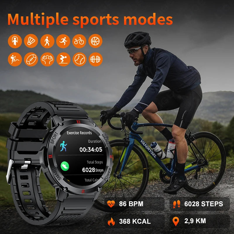 LIGE 2025 Neue Outdoor Smartwatch LED Taschenlampe Männer IP68 Wasserdichte Bluetooth Anruf Sport Fitness Track Smart Uhr Für Xiaomi