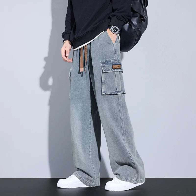 Herren Baggy Jeans im Y2K Cargo Style mit weitem Bein und Taschen