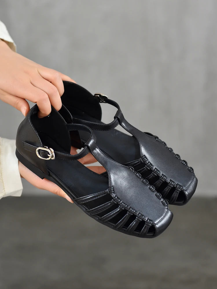 AIYUQI Damen-Sandalen, Sommer 2022, neue handgewebte römische Sandalen, weiblich, große Größe, rutschfeste Schweinekäfig-Schuhe für Damen