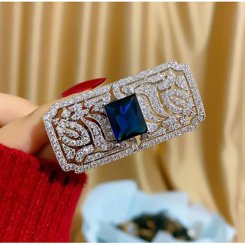 Brosche Strass Kristall Rechteck glänzend elegant Unisex Mantel