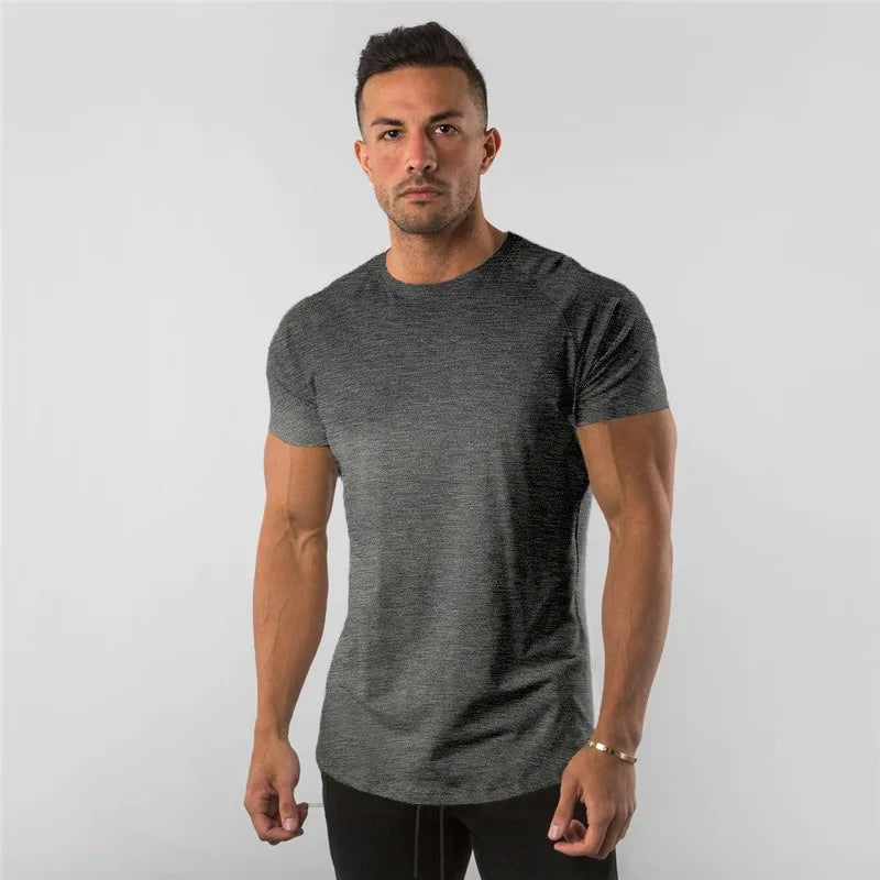 Herren T-Shirt aus Baumwolle mit elastischer Passform für Fitness und Sport