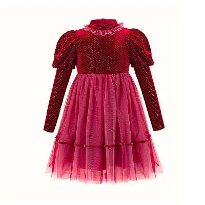 Ärmelloses Kinder-Prinzessinnenkleid aus beigefarbener Gaze mit niedlichem Design – ideal für den Sommer