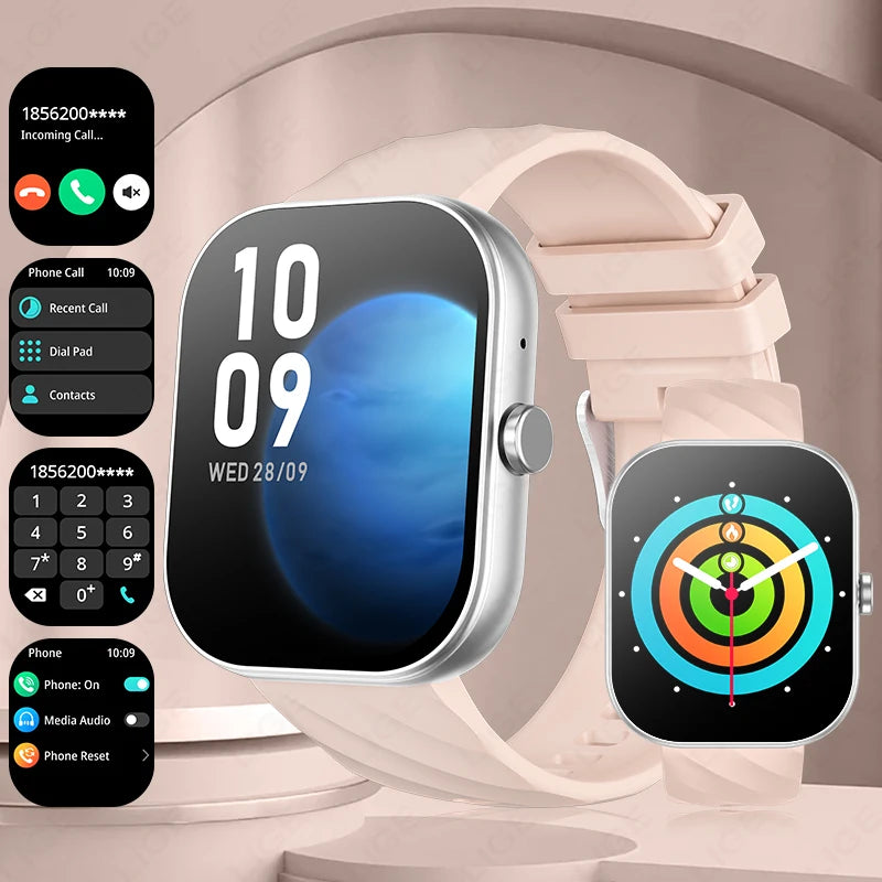 LIGE Neue Smartwatch mit Sprachanruf, ultragroßer 2,01'' HD-Bildschirm, 24-Stunden-Gesundheitsmonitor, Smartwatch, 100+ Sportmodi, modische Zifferblätter