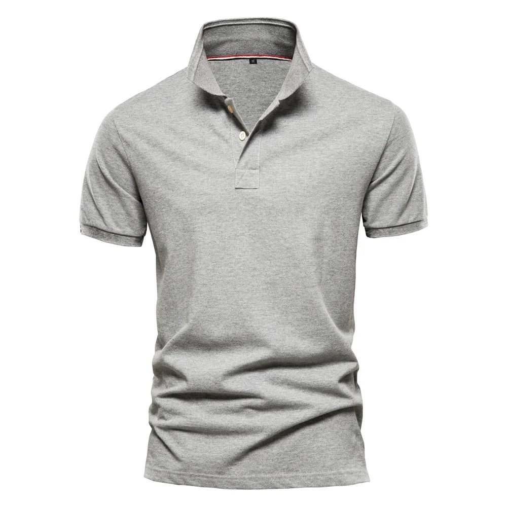 Herren Poloshirt aus Baumwolle in einfarbig mit klassischem Design für Freizeit und Business