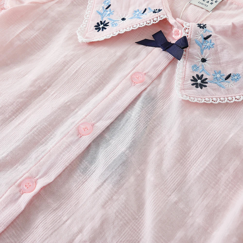 Mädchen Bluse Shirts Sommer Kurzarm Baumwolle Schöne Spitze Kausalen Weiß Tops Kinder Hohe Qualität Kleidung
