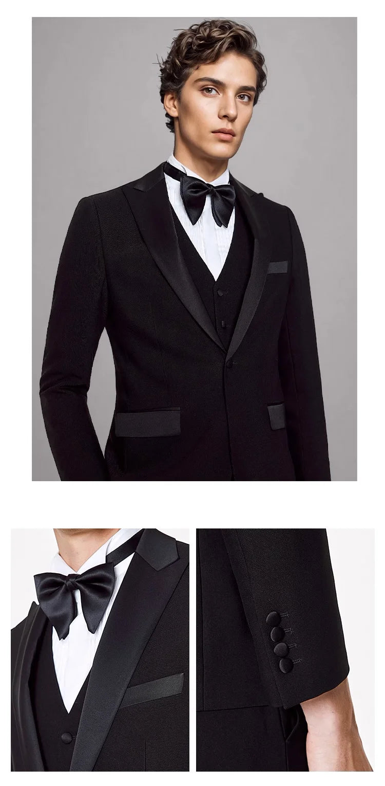 Luxuriöses Herren Anzugset: Eleganter Schwarzer Smoking für Hochzeit, Business und Abendveranstaltungen