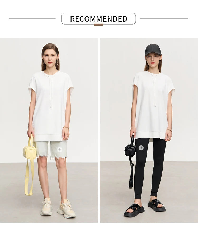 Damen T-Shirt im minimalistischen Stil mit lässigen kurzen Ärmeln