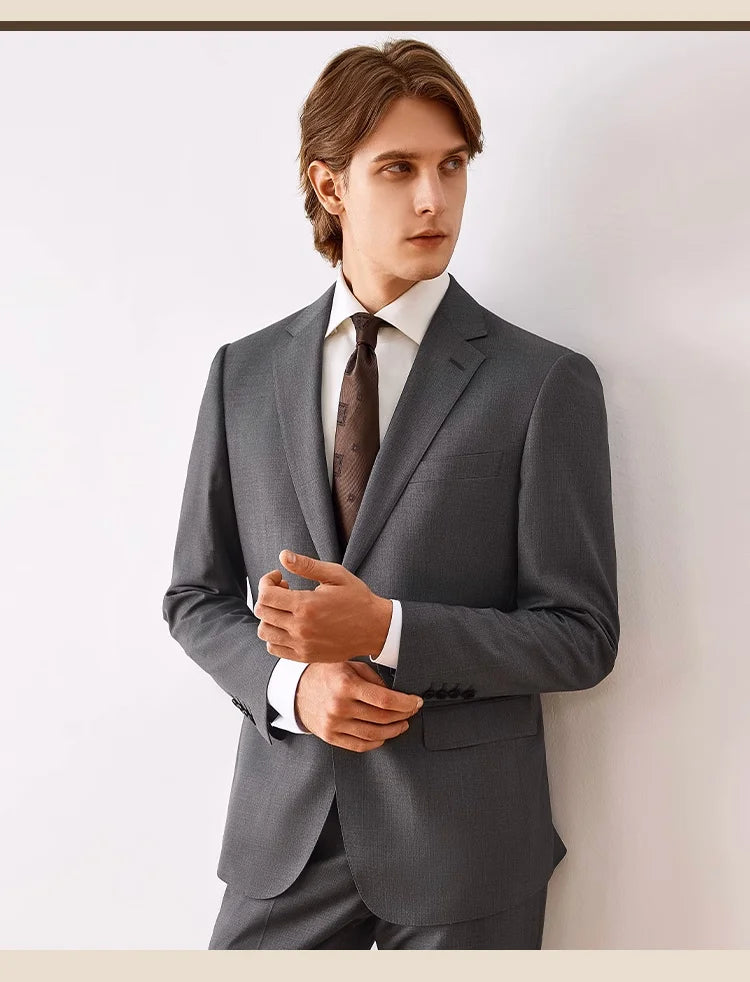 Eleganter Herrenanzug aus 70% Wolle in Tiefblau – Slim Fit, Doppelreihig, mit Weste und Hose – Perfekt für Hochzeiten und formelle Anlässe