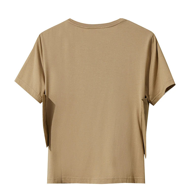 Damen T-Shirt im minimalistischen Stil mit lässigem Komfort und geradem Spleißen