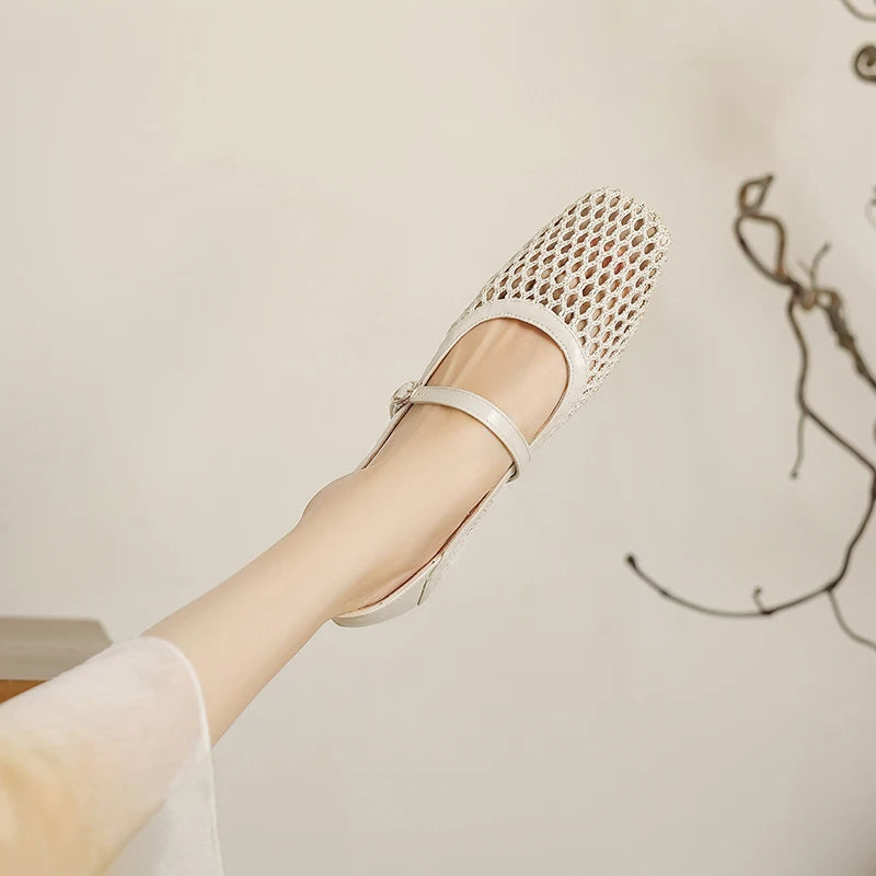 AIYUQI 2025, Damensandalen, Sommer-Mesh, atmungsaktiv, Damenschuhe, große geschlossene Zehensandalen für Damen