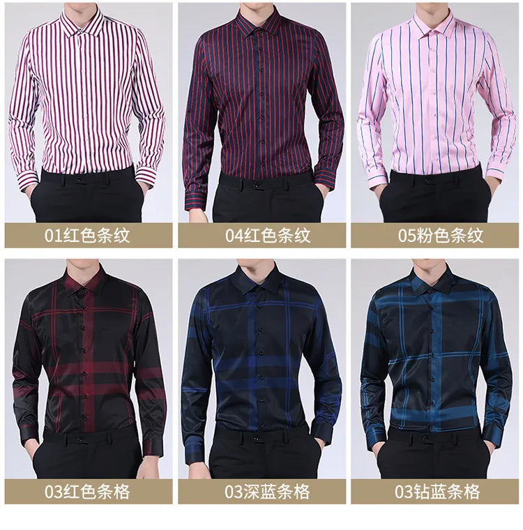 Langarm-Hemd für Herren in Weiß – formell und lässig, koreanischer Stil mit Tasche, ideal für Business und Freizeit.