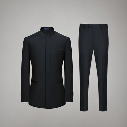 Hochwertiger Herrenanzug aus Wolle und Seide in Tiefblau – Slim Fit für formelle Anlässe und Hochzeiten