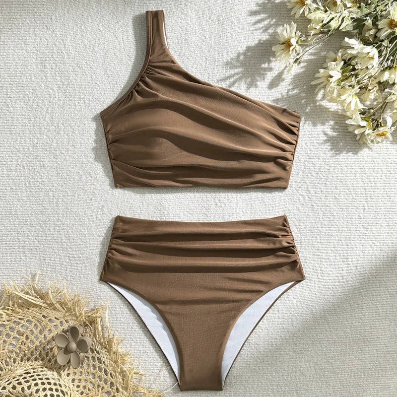 Dreiteiliger Damen-Bikini mit Push-up-Effekt und Print – ideal für Strand und Pool