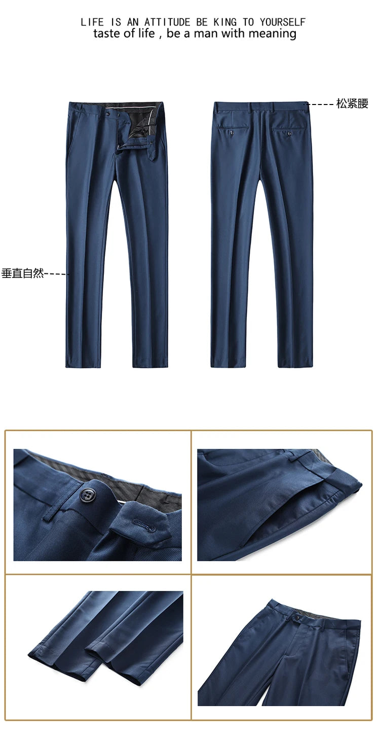 Hochwertiger Herrenanzug 3-teilig: Sakko, Weste, Hose – Eleganter Business- und Hochzeitslook in Uni-Farben